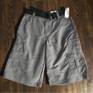 Boys Grey Cargo Shorts + Belt